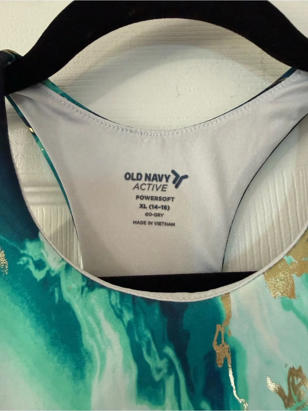 Old Navy Active Girl’s  Teal Marble Print Crop Tank